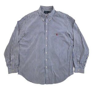 Ralph Lauren Classic Fit Button Down Shirt Men's 2XLT Blue White Stripes EUC LN
